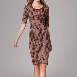 F Dress sexy fitted brown